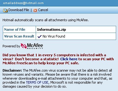 Hotmail\McAfee's Bogus Relationship