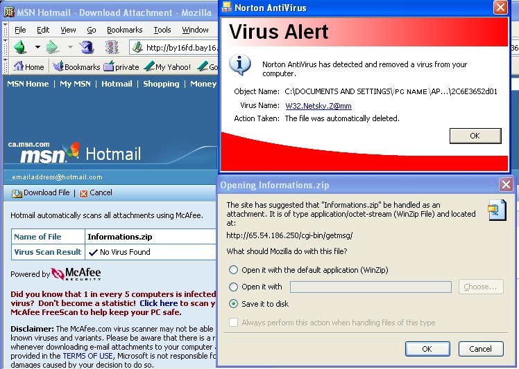 Hotmail\McAfee's Bogus Relationship