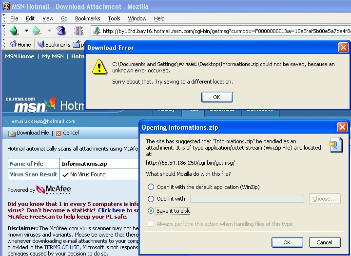 Hotmail\McAfee's Bogus Relationship